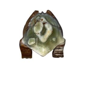 Onyx Carved Polished Frog Toad Green Brown